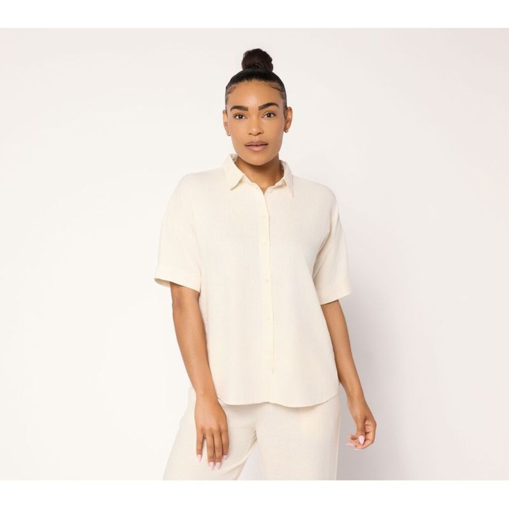 Peace Love World Women's Top Sz L Make Your Selection: Boheme Linen Blue